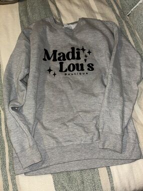 Tultex Gray Sweatshirt with Black Madi Lou's Boutique Print